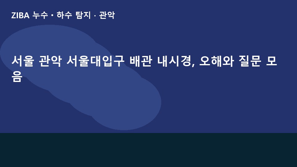 서울 관악 서울대입구 배관 내시경, 오해와 질문 모음